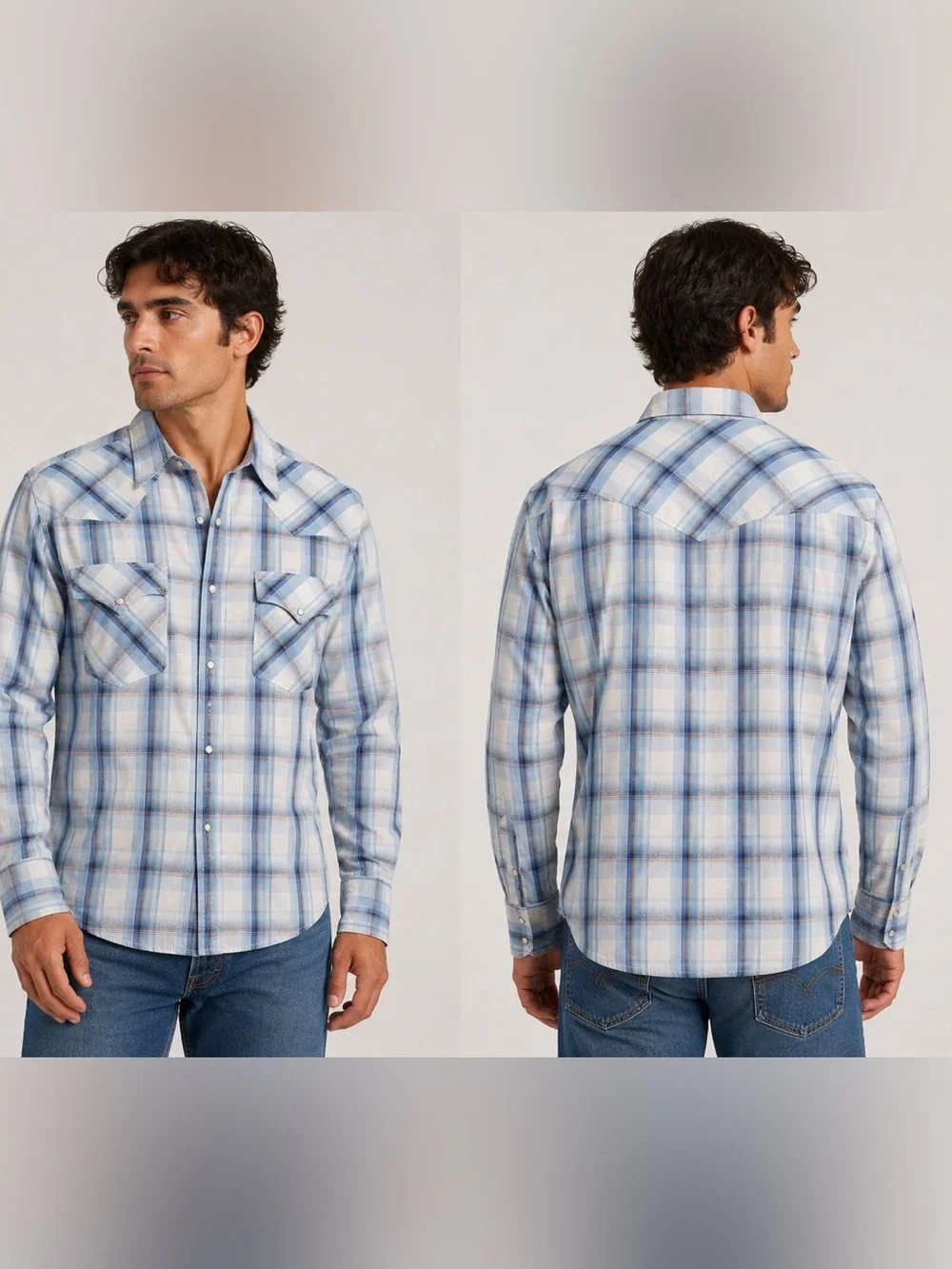 True Religion Mens Western Pearl Snap‎ Buttons Plaid Long Sleeve Shirt Size 2XL